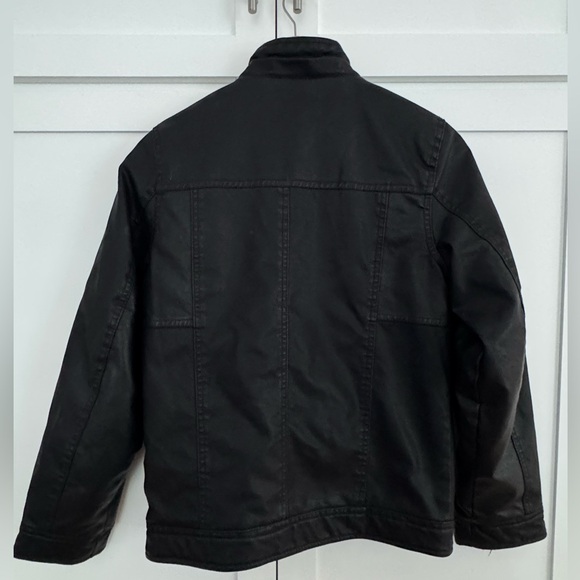 Classic Black Faux leather Military Jacket Boys L - Picture 3 of 8